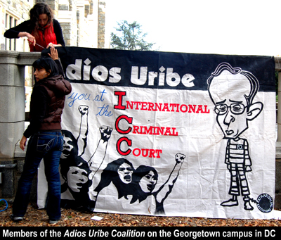 Members of the Adios Uribe Coalition on the Georgetown Campus in Washington