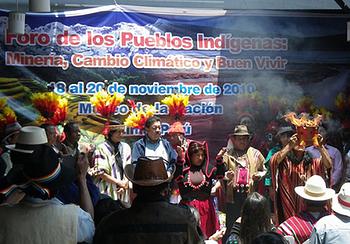 Indigenous Peoples' representatives at the Lima Forum on Mining, Climate Change and Well-being 