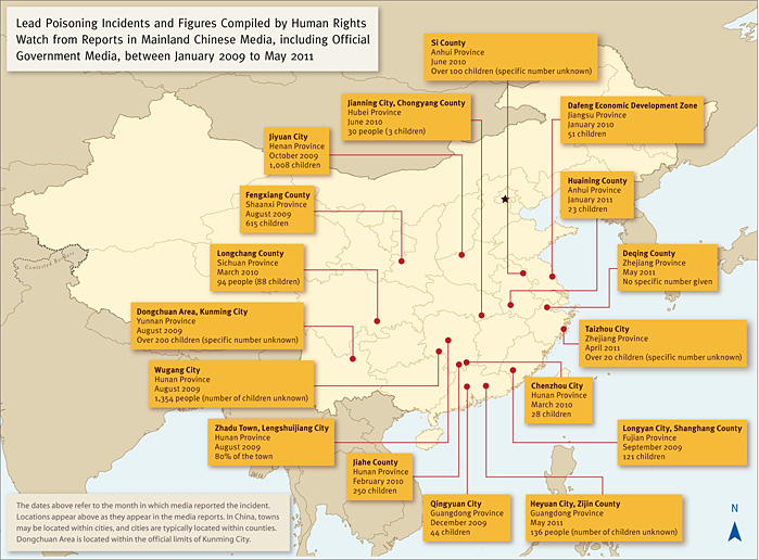 Map of lead poisoning in China