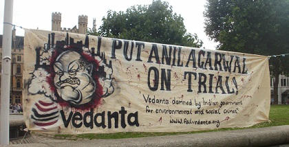 Banner at 2011 Vedanta London AGM