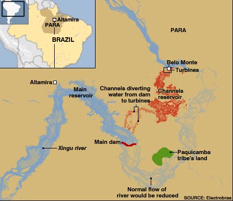 Map of the Belo Monte dam project