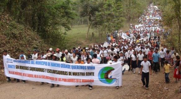 Thousands of residents of Rancho Grande march against B2Gold in Matagalpa, Nicaragua