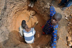 Children work in an artisanal gold mine, Mali